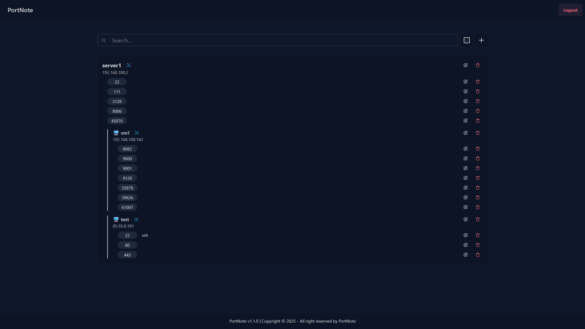 PortNote Screenshot