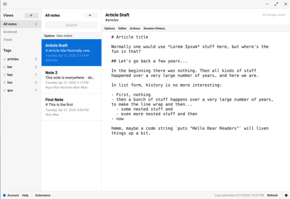StandardNotes Screenshot